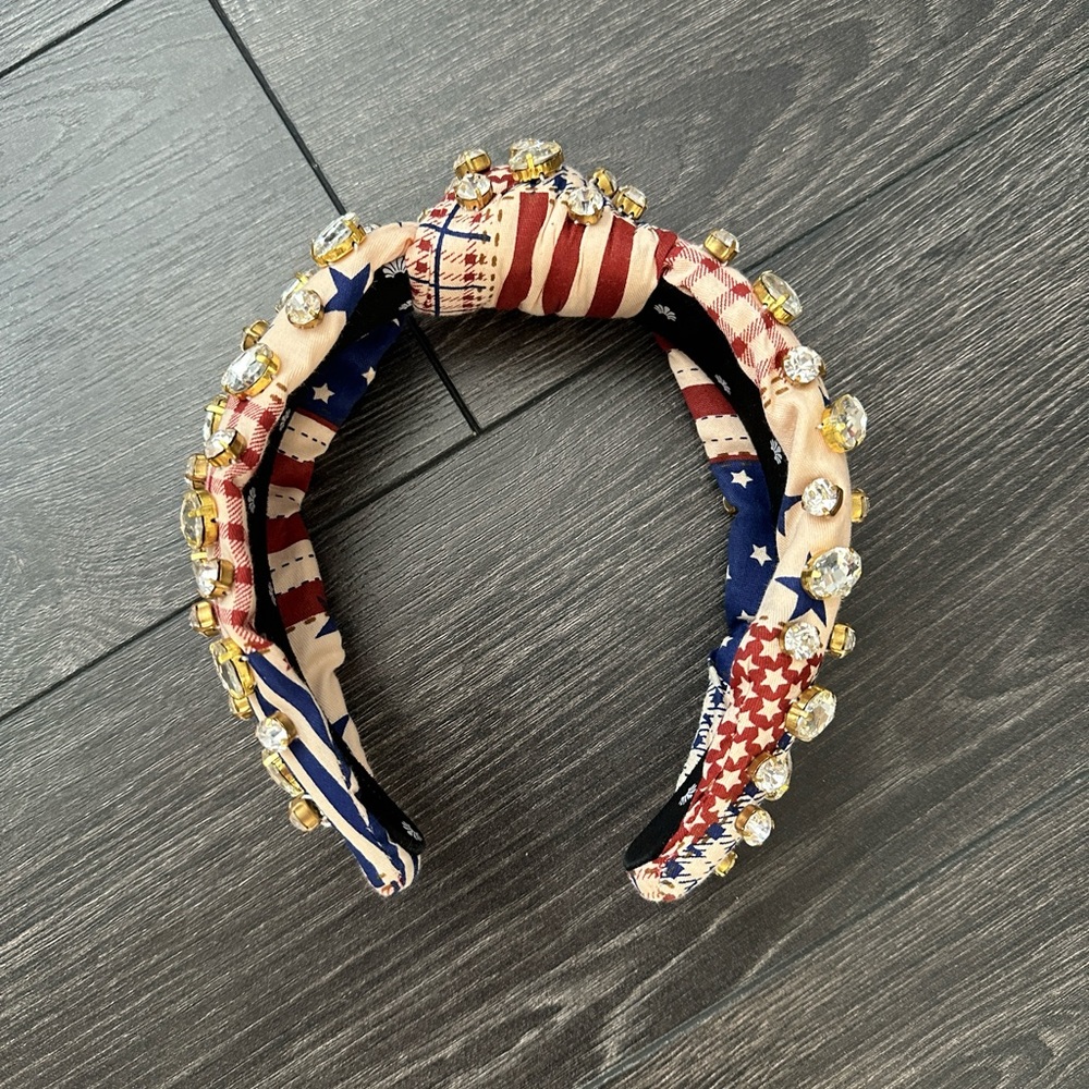 Lele Sadoughi Star & Stripes Crystal Americana Knotted Headband